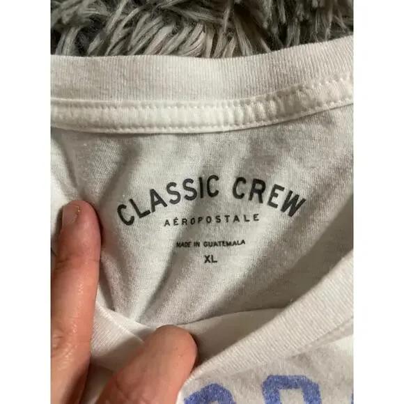 Aeropostale Womens XL White Floral Graphic Crewneck T-Shirt Est 1987 Casual - Picture 3 of 3